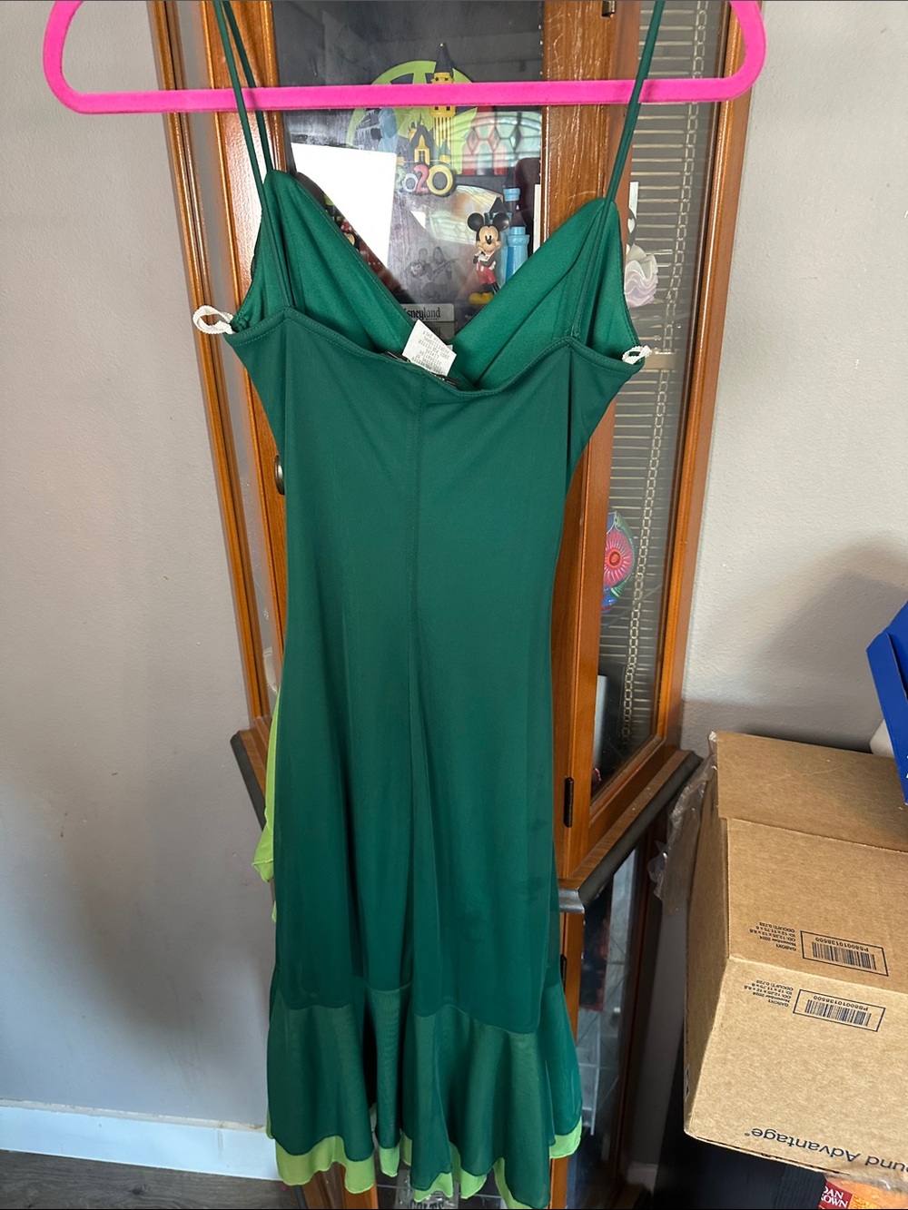 City Triangles Emerald Green Asymmetrical Ruffle Dress with Lime Accents - Picture 4 of 5